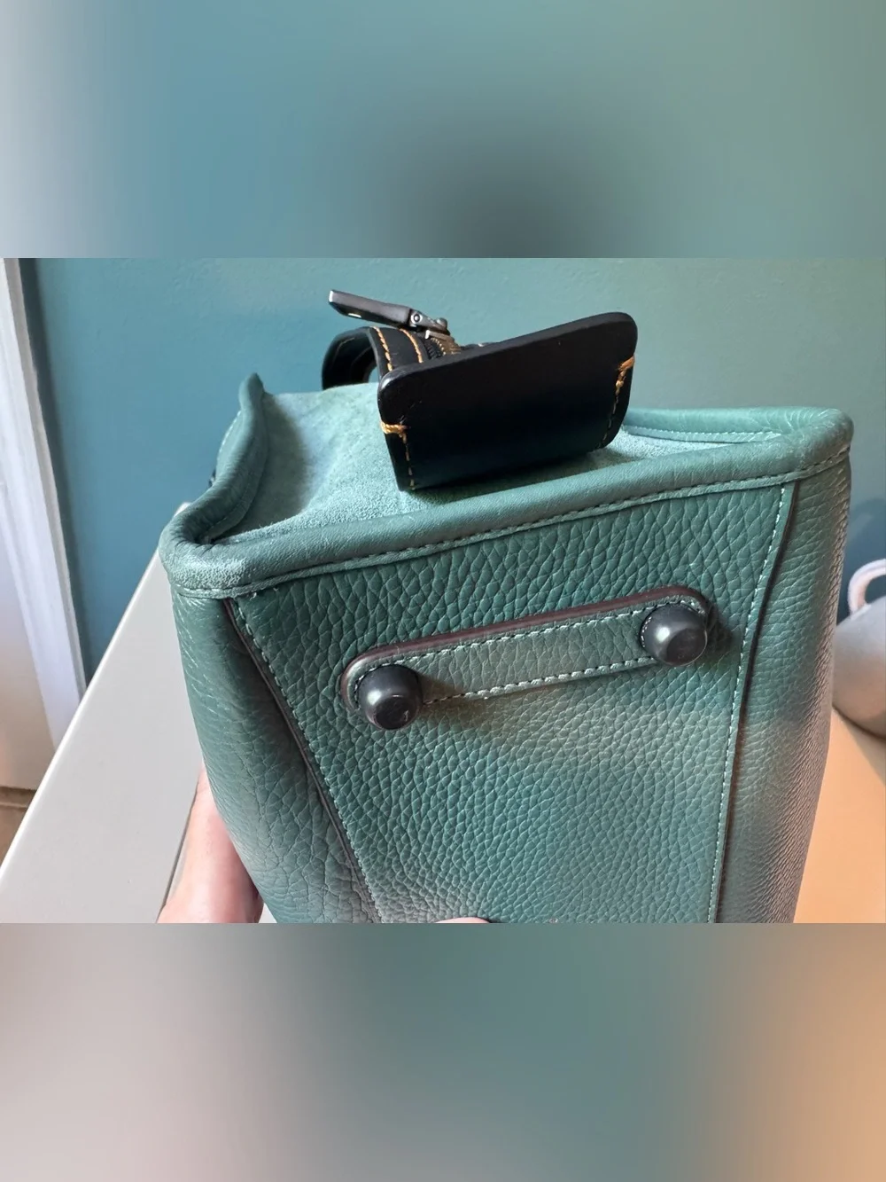 Coach 1941 Rogue with whipstitch handles in teal - Picture 6 of 11
